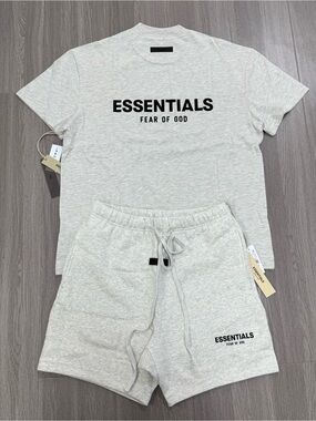🔥 Authentic Fear Of God ESSENTIALS Unisex Set Cream